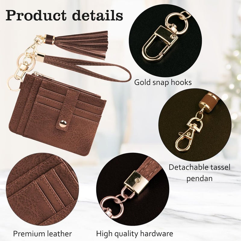 KNGITRYI Small Wristlet Wallets for Women RFID Credit Card Holder Wallet Keychain Wristlet Wallet Credit Card Wallets for Women (Chocolate Brown) - Image 4